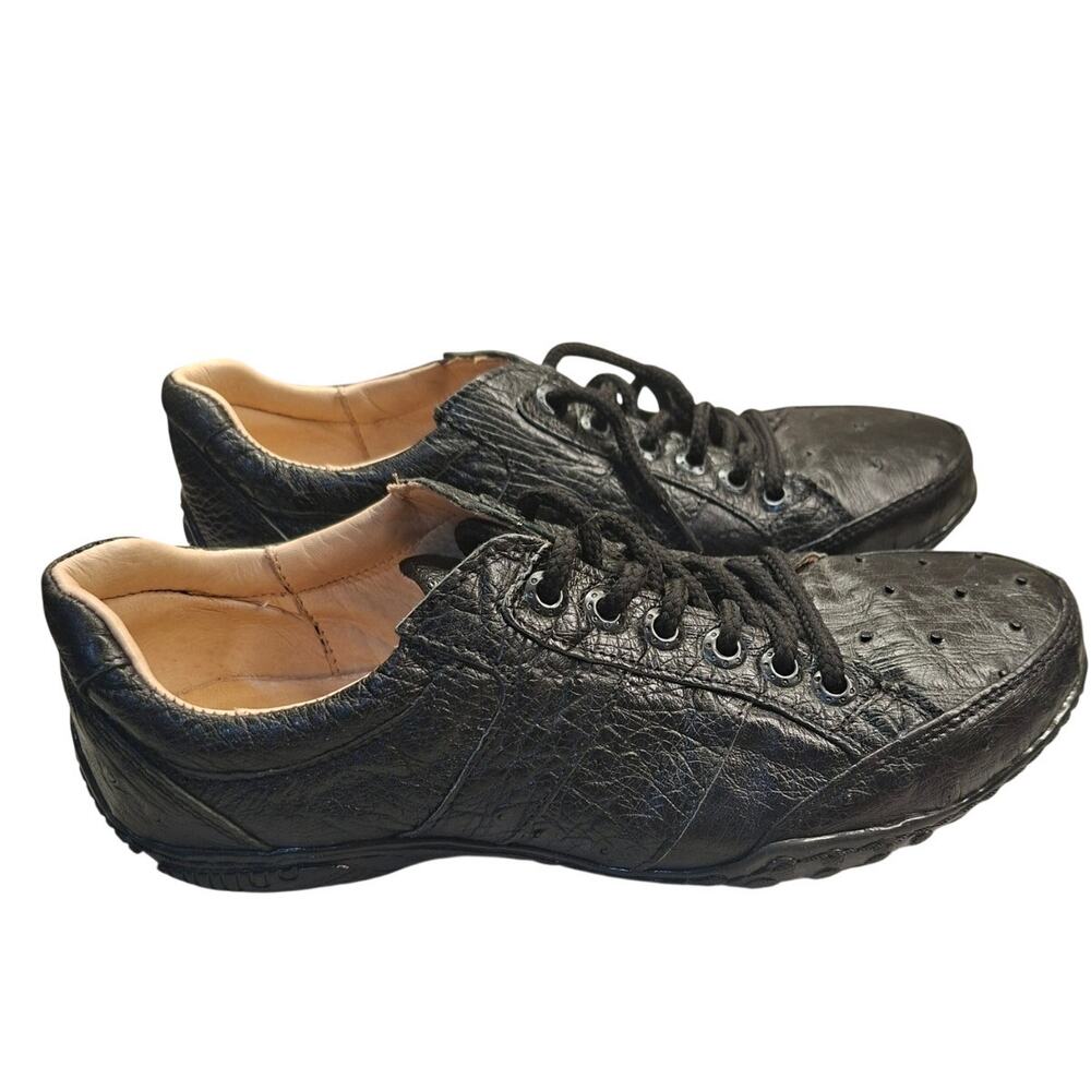 Men's Lace Up Sneakers Genuine Ostrich Made in Mexico Sz 7 Black
